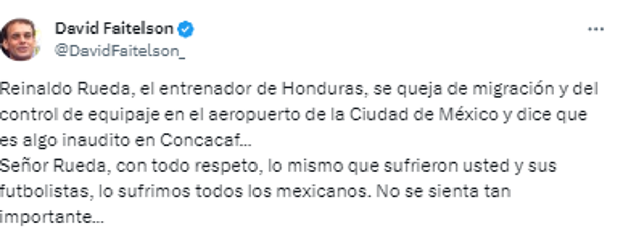 Faitelson: “Señor Rueda, con todo respeto, lo mismo que sufrieron usted y sus futbolistas, lo sufrimos todos los mexicanos. No se sienta tan importante...”