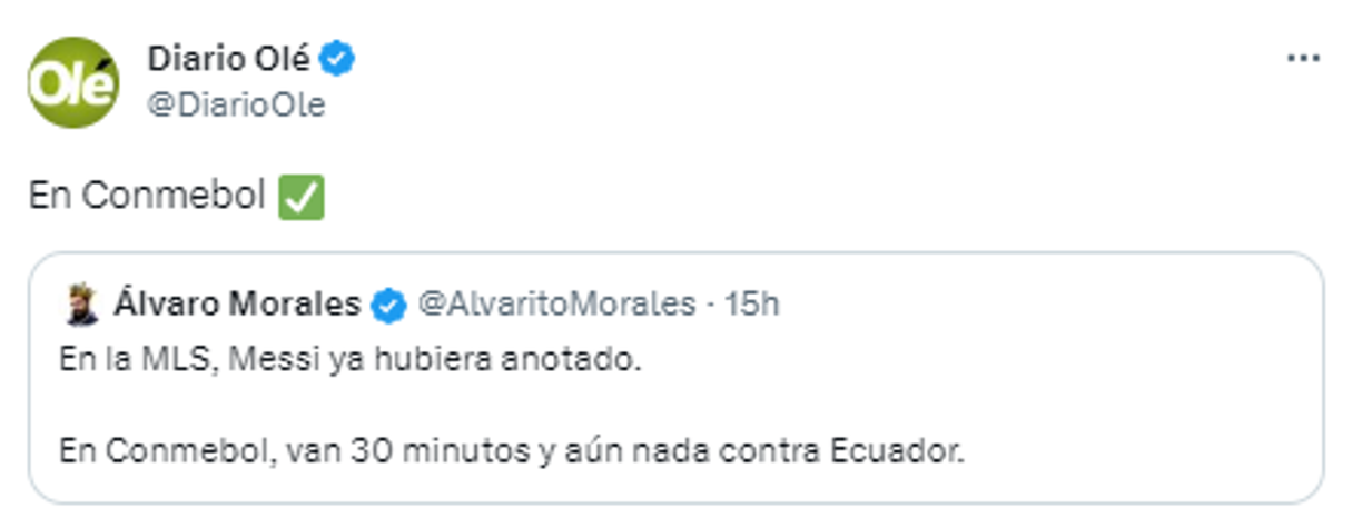 Ahí mismo, Diario Olé le hizo réplica al periodista de ESPN. 