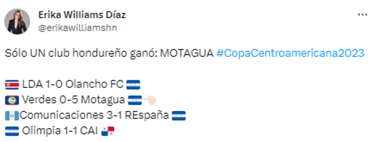 Erika Williams: “Sólo un club hondureño ganó: MOTAGUA”.