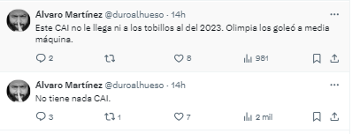 Álvaro Martínez, periodista panameño: “Este CAI no le llega ni a los tobillos al del 2023. Olimpia los goleó a media máquina”