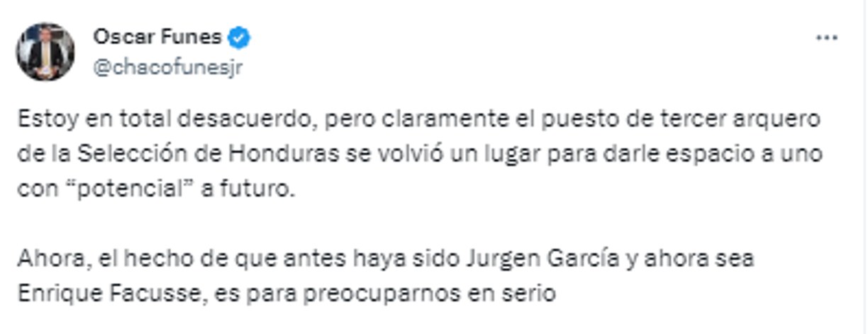 Y concluyó: “El hecho de que antes haya sido Jurgen García y ahora sea Enrique Facusse, es para preocuparnos en serio”