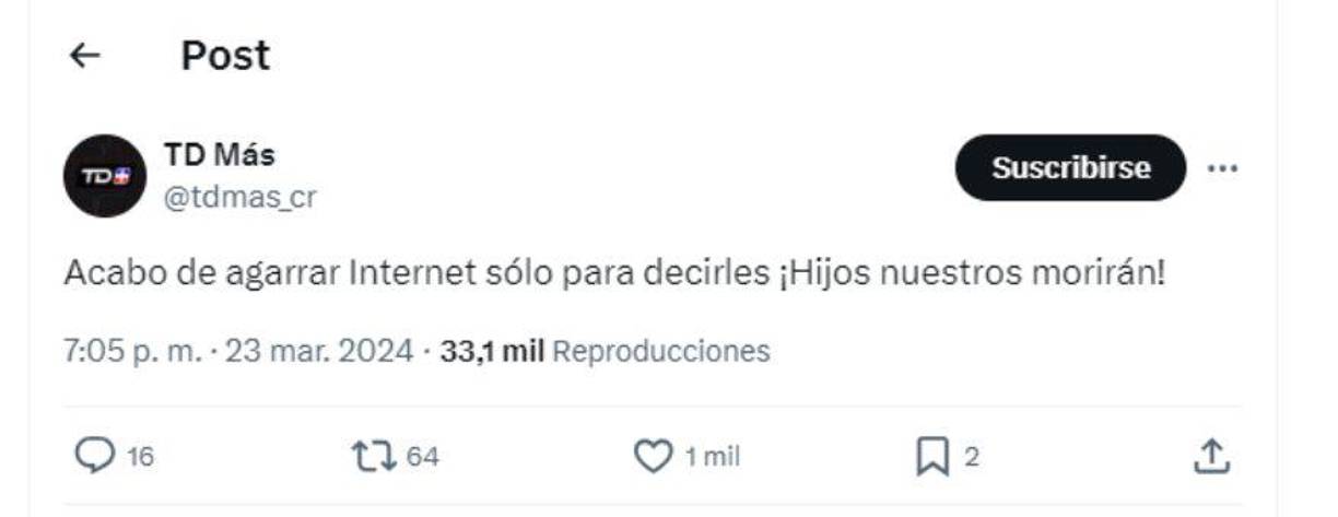 TD Más de Costa Rica se burló de los hondureños tras el resultado: “Hijos nuestros morirán”, señalaron.