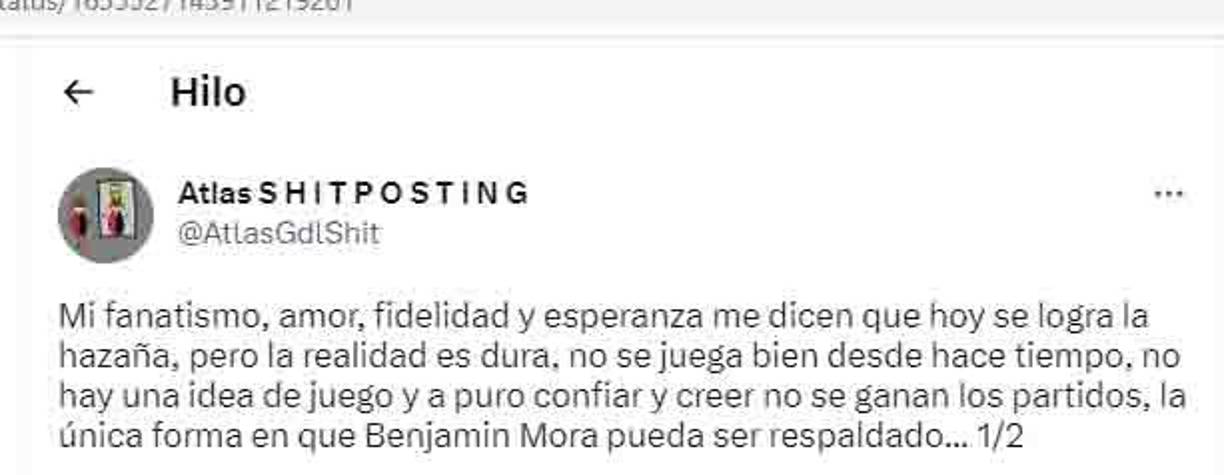 En las redes sociales los aficionados del Atlas han comenzado a ilusionar y ven a su equipo remontando el 4-1 de la ida.