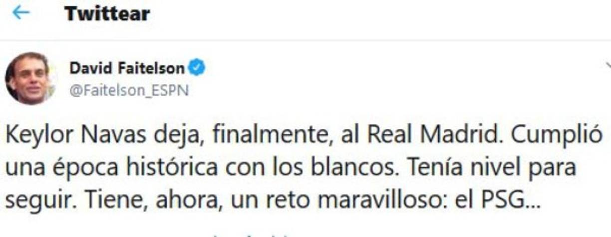 El periodista mexicano David Faitelson también se pronunció sobre Keylor Navas y su adiós del Real Madrid.