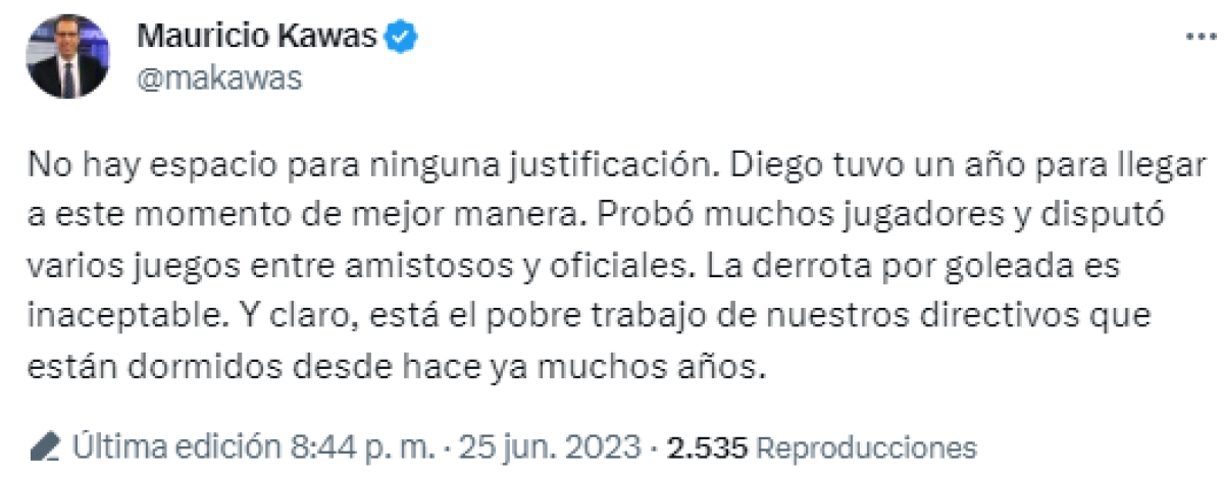 Mauricio Kawas dio su punto de vista y responsabilizó a Diego Vázquez. Además, le dejó un dardo a los directivos de Honduras.