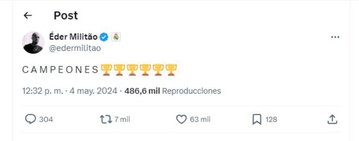 “Campeones”, expresó el zaguero brasileño Militao. 