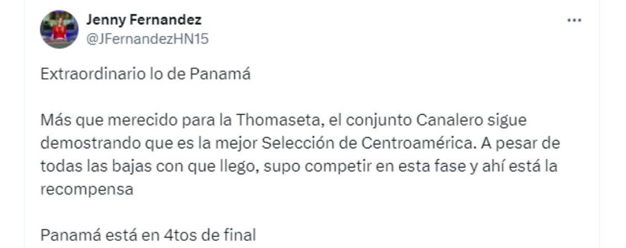 La periodista hondureña Jenny Fernández de Honduras dejó su punto de vista sobre el histórico logro de la selección de Panamá.
