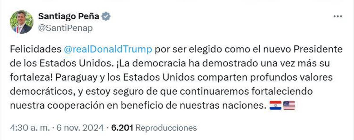 Santiago Peña, presidente de Paraguay. 