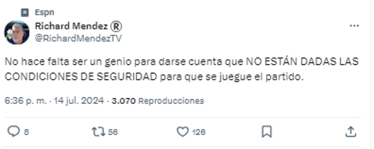 Enfado en redes sociales por los disturbios antes del inicio de la Copa América 2024.