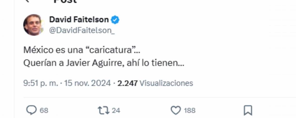“México es una “caricatura”... Querían a Javier Aguirre, ahí lo tienen”, señaló Faitelson luego del 2-0 de Honduras. 