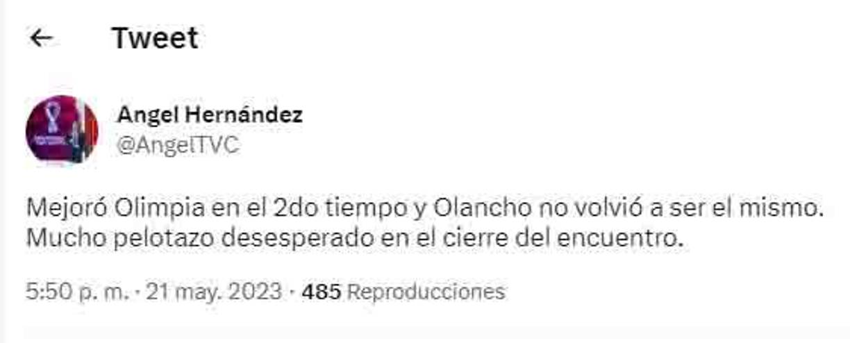 Ángel Hernández: “Mejoró Olimpia en el segundo tiempo y Olancho no volvió a ser el mismo.”