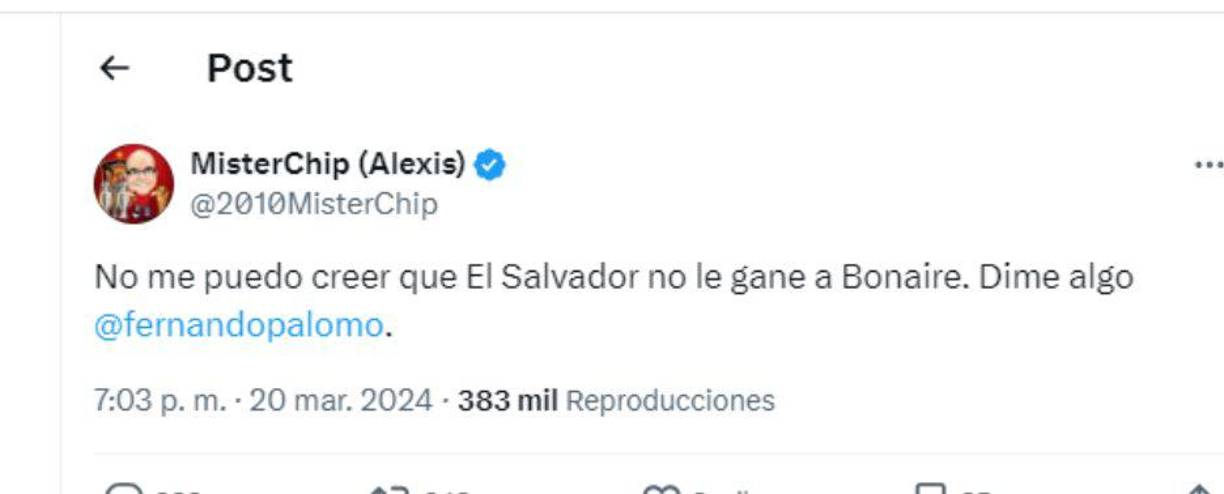 El famoso estadígrafo MisterCHIP también se mostró asombrado por el empate de El Salvador ante Bonaire.