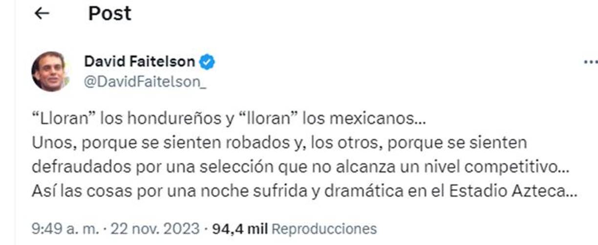 Faitelson no se quedó atrás y dejó diferentes comentarios. 