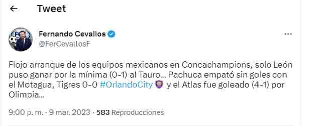 Fernando Cevallos señaló que un arranque flojo de los equipos mexicanos.