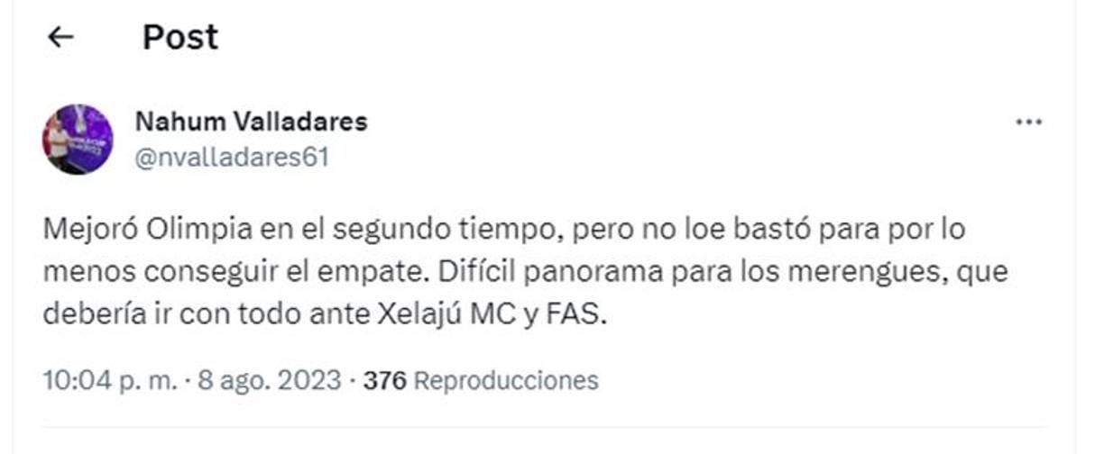 El periodista Nahum Valladares dio sus valoraciones sobre la caída del Olimpia en Nicaragua por la Copa Centroamericana 2023.
