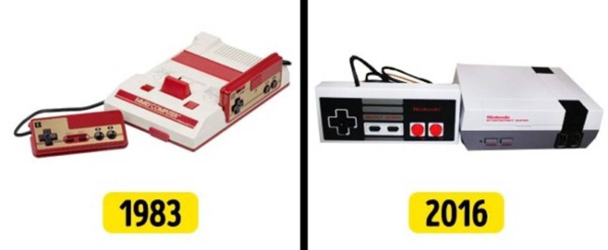 La consola de 8 bits Nintendo Entertainment System (NES) era muy popular en la segunda mitad de los 80 y a principios de los 90. También se conoce como Dendy. Con el tiempo NES cedió su lugar a las consolas más nuevas y mejoradas, pero en 2016 se volvió a producir. La versión renovada no necesita cartuchos con juegos, ya tiene 30 juegos integrados: Pac-Man, Super Mario Bros.,The Legend of Zelda, Ice Climber y otros.