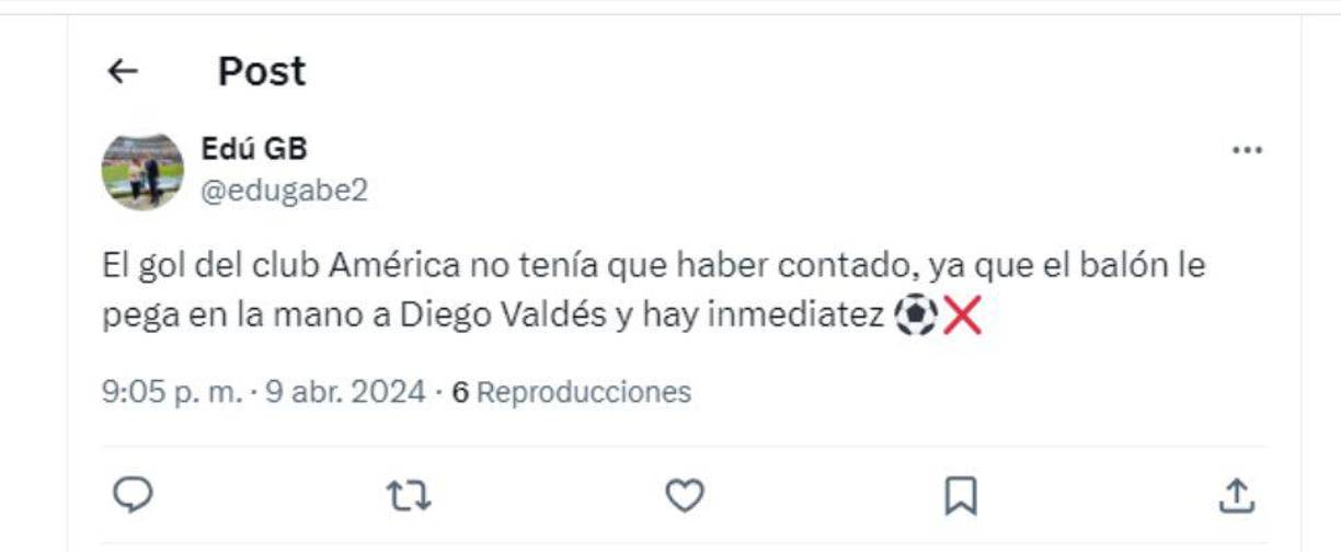 ”El gol del América no tenía que haber contado”, fue otro de los comentarios.