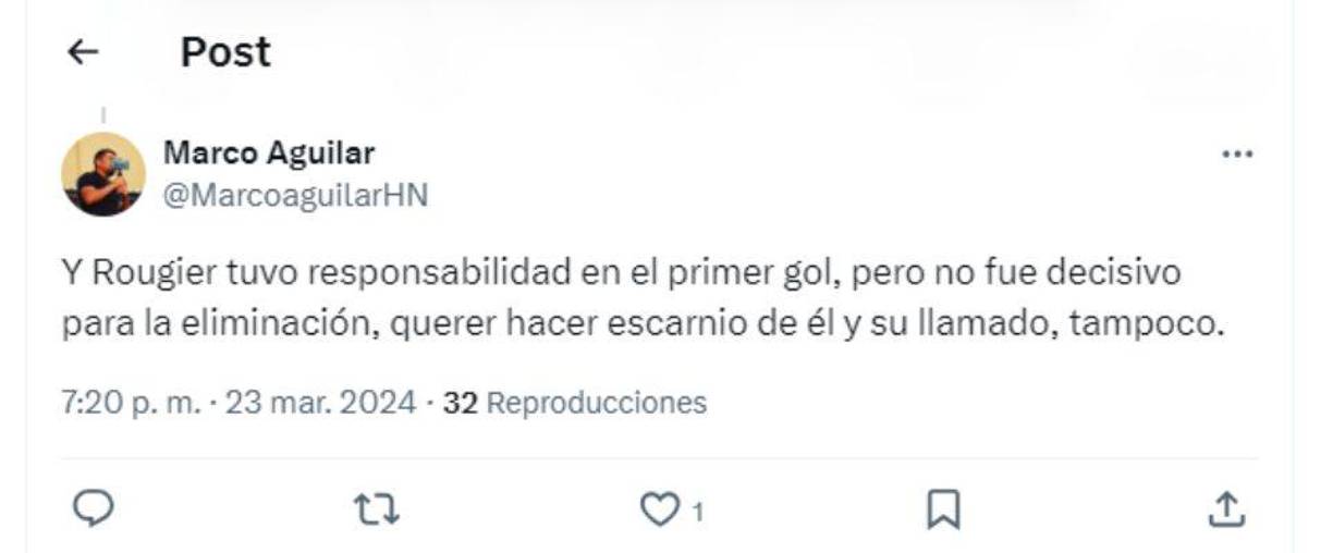 ”Y Rougier tuvo responsabilidad en el primer gol, pero no fue decisivo”, señaló Marco Aguilar.