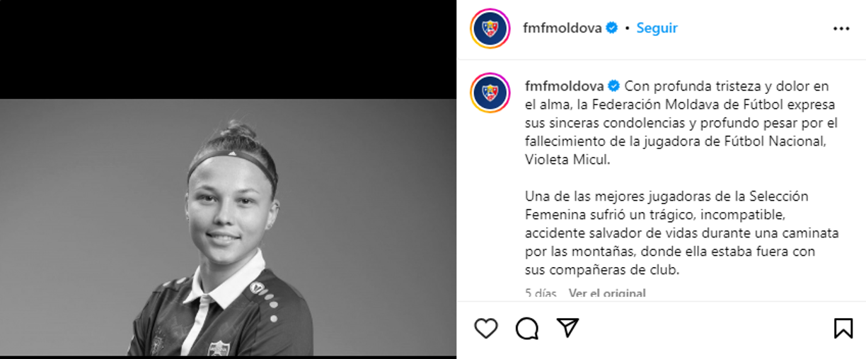 “Con profunda tristeza y dolor en el alma, la Federación Moldava de Fútbol expresa sus sinceras condolencias y profundo pesar por el fallecimiento de la jugadora de Fútbol Nacional, Violeta Mitul”, anunció la federación sobre la trágica noticia. 