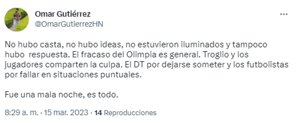 Omar Gutiérrez., periodista de DIEZ: “No hubo casta, ni ideas y respuesta. Troglio y los jugadores comparten la culpa”.