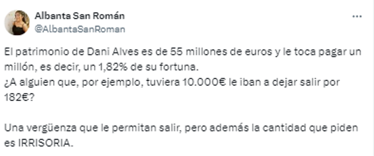 “Una vergüenza que le permitan salir, pero además la cantidad que piden es IRRISORIA”, reaccionan algunos de los usuarios en redes.