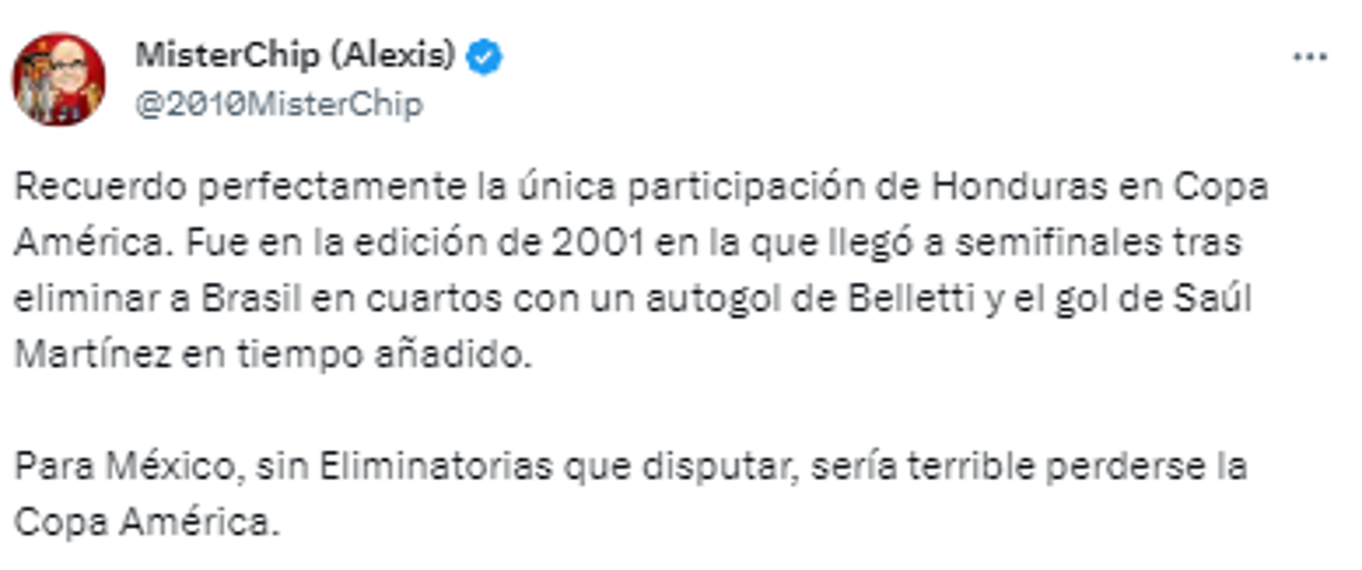 Y agregó: “Para México, sin Eliminatorias que disputar, sería terrible perderse la Copa América”.