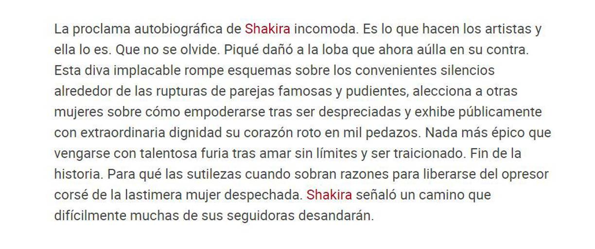 Puedes leer el artículo completo dando clic en el siguiente link:<a rel="nofollow noopener noreferrer" href="https://www.elheraldo.co/editoriales/el-editorial-shakira-se-venga-y-factura-970127?fbclid=IwAR36SFNw_jha1j5c-yzA1n9WbUG6WJlmXXaKwcg_S3RifQ58PEDY9himbxY" target="_blank"> https://www.elheraldo.co/editoriales/el-editorial-shakira-se-venga-y-factura-970127?fbclid=IwAR36SFNw_jha1j5c-yzA1n9WbUG6WJlmXXaKwcg_S3RifQ58PEDY9himbxY</a>