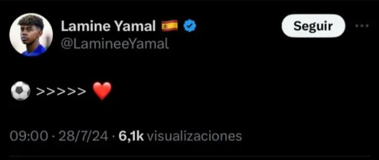 El mensaje de Lamine Yamal tras la noticia.