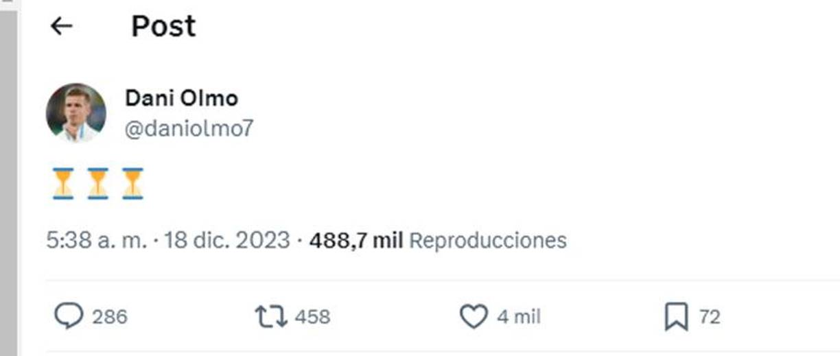 Dani Olmo es canterano del Barcelona y su reacción en redes sociales tras conocer que enfrentará al Real Madrid ha generado revuelo.