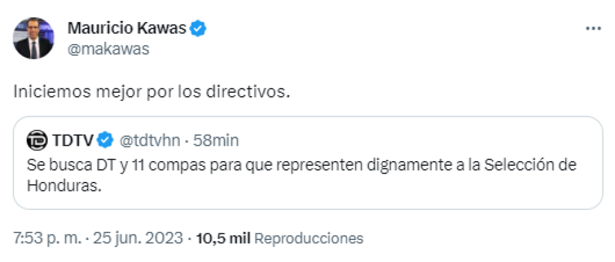 Mauricio Kawas pide directivos que representen dignamente a Honduras.