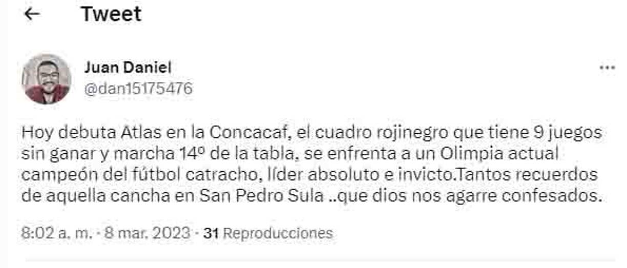 Algunos aficionados mexicanos del Atlas han expresado su temor ya que el equipo no vive su mejor momento en la Liga MX: “Que Dios nos agarre confesados”, indicó este aficionado.