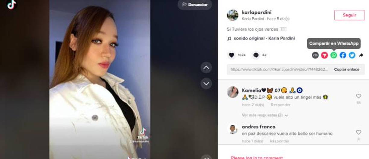 Por otra parte, tras la muerte de la influencer se hizo viral el último video que publicó en su perfil de TikTok donde se mostró con una actitud arrogante y altiva debido que dijo “Cuando me dicen ‘me caes mal’ yo respondo ‘espero caerte peor’” y dicho clip ya supera el millón y medio de reproducciones donde también se pueden ver mensajes de sus seguidores lamentando su muerte.