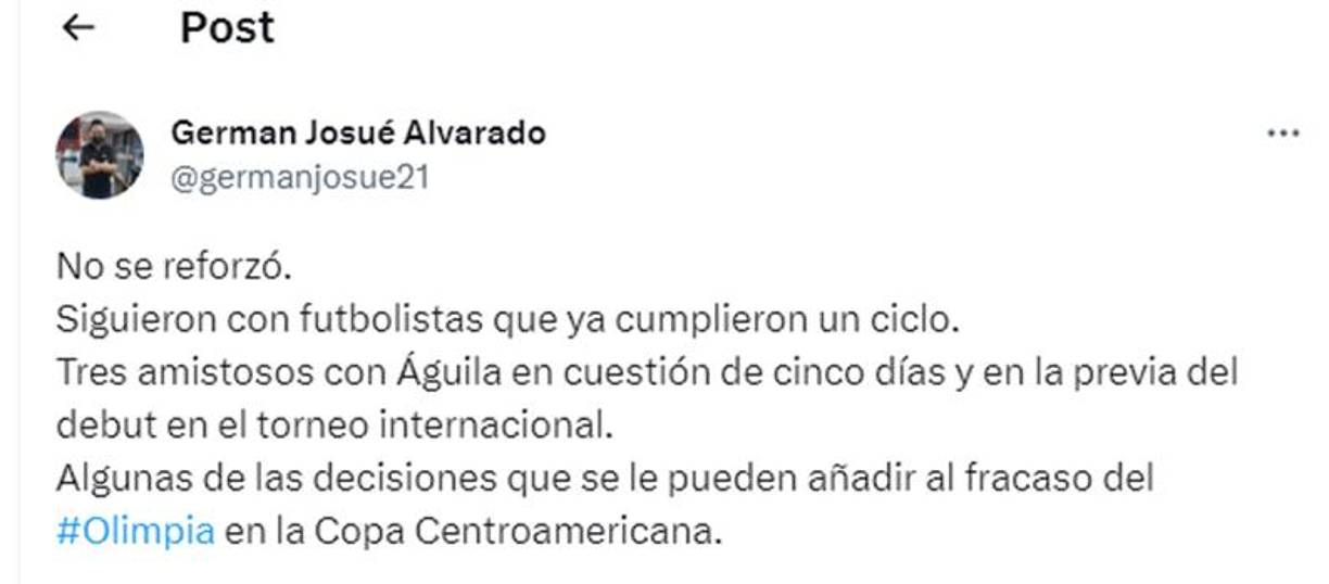 German Alvarado de Diario LA PRENSA expuso algunos motivos que provocaron el fracaso del Olimpia.