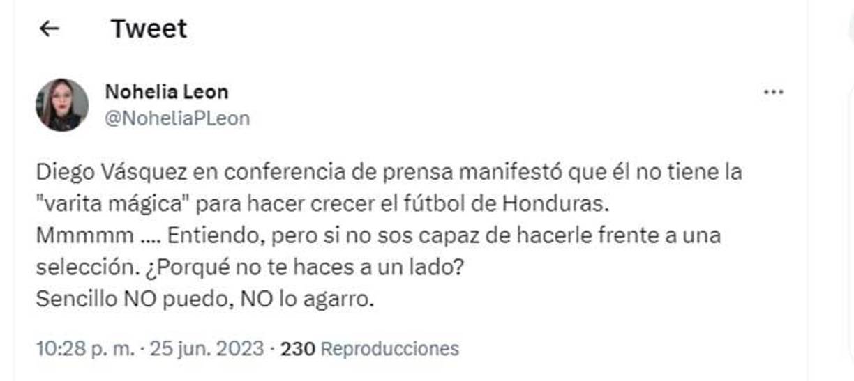 La periodista Nohelia León le dejó un dardo a Diego Vázquez.