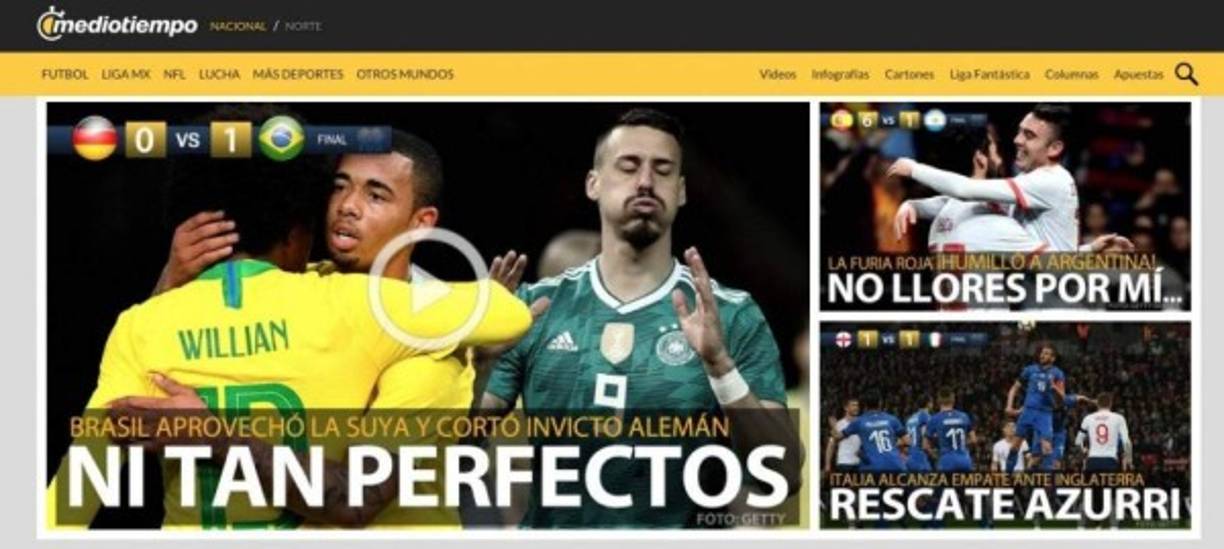 En México también se han referido a la goleada de España sobre Argentina.