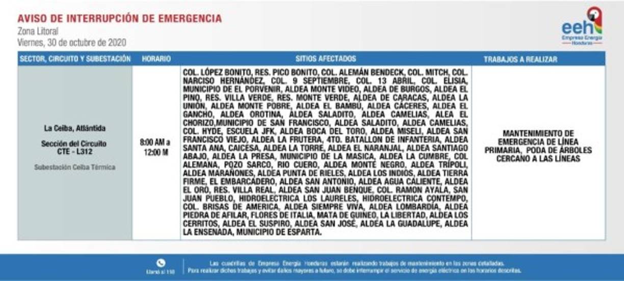 La población debe tomar medidas para evitar inconvenientes.
