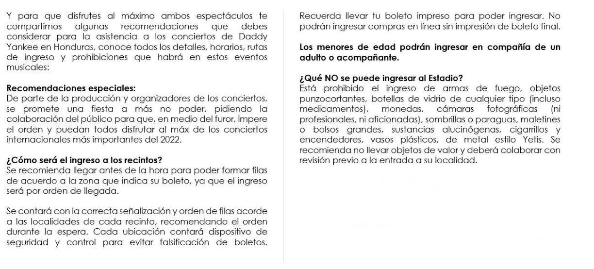 Estas son las recomendaciones para disfrutar de los conciertos de Daddy Yankee en Honduras