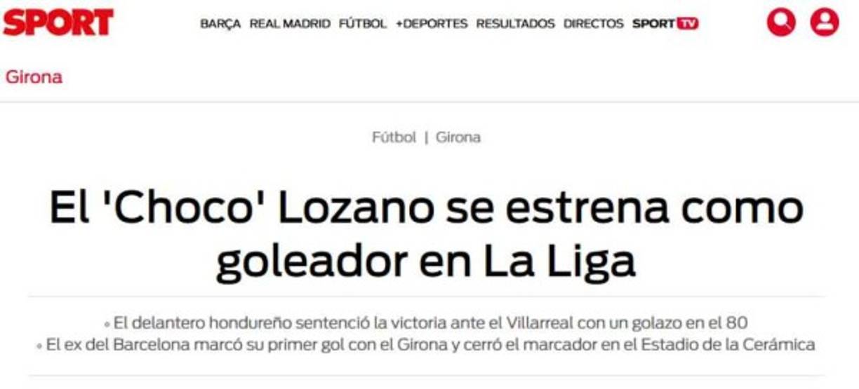 Diario SPORT de Barcelona habló sobre Choco Lozano.
