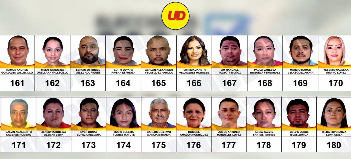 Planilla del Partido Unificación Democrática (UD) | (Ampliar imagen si es necesario)