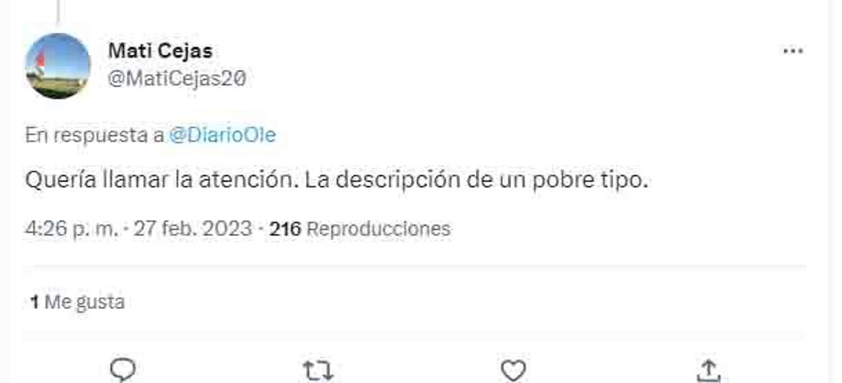 “Quería llamar la atención. La descripción de un pobre tipo”, fue uno de los comentarios contra Diego Vázquez.