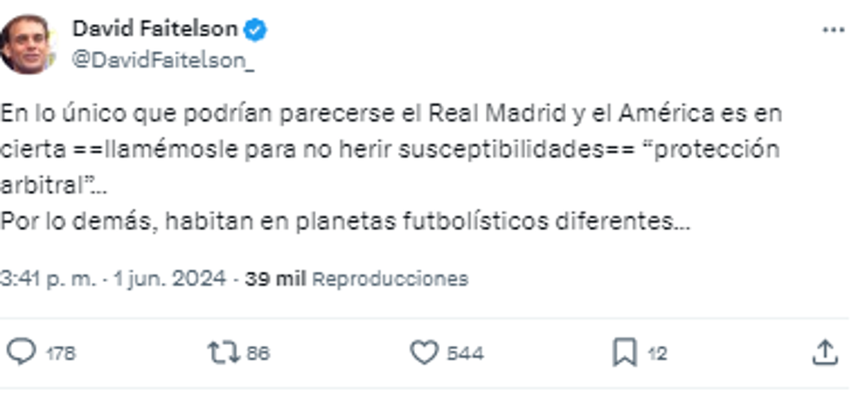 El comentario de David Faitelson tras el título del Real Madrid.