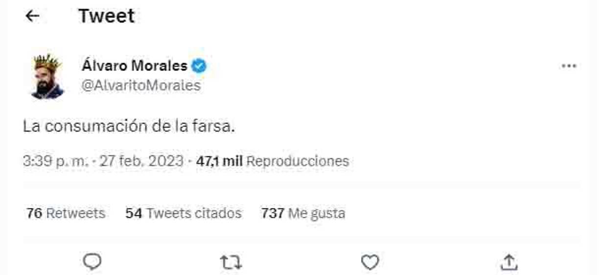 “La consumación de la farsa”, dijo Álvaro Morales en alusión a los premios The Best.