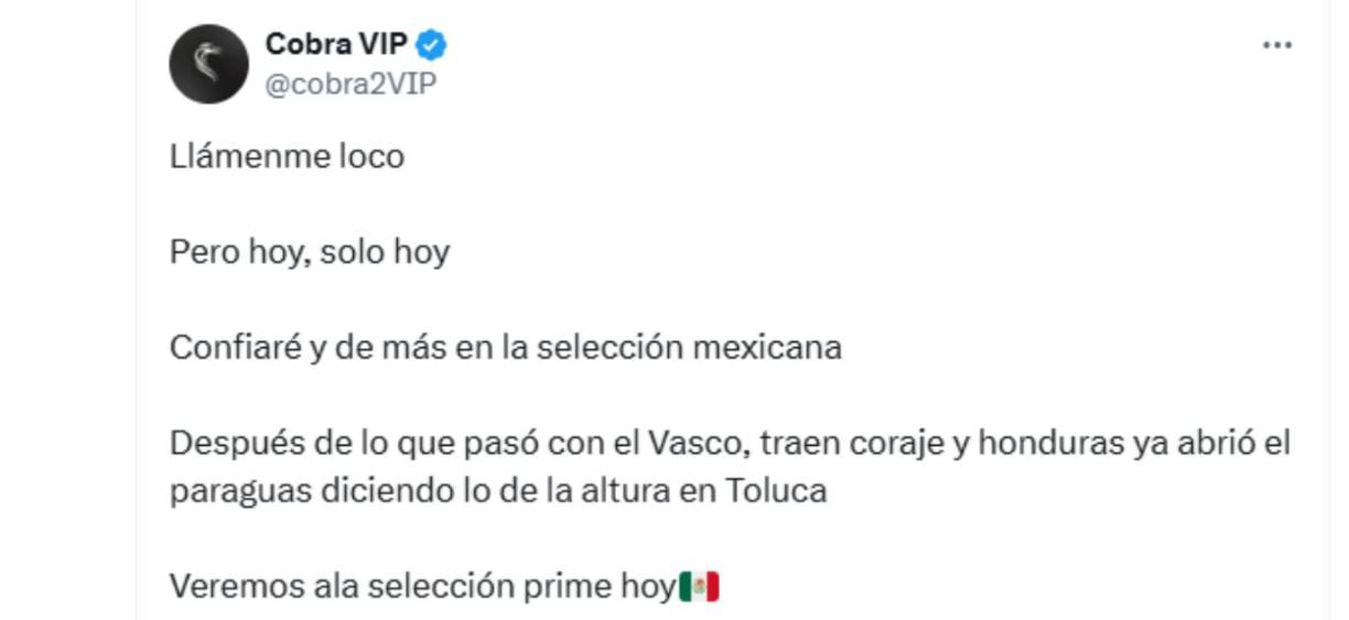 “Llámenme loco. Pero hoy, solo hoy, Confiaré y de más en la selección mexicana”, uno de los mensajes de optimismo en la prensa de México.