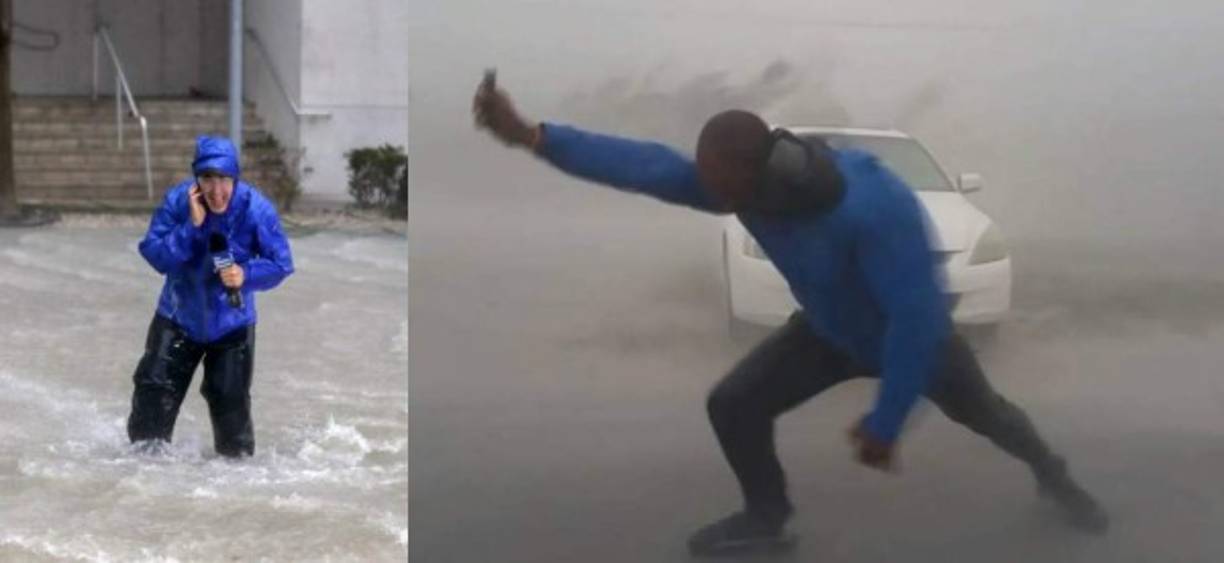 Los intrépidos que no temieron a la fuerza del huracán Irma: algunos meteorólogos como Mike Seidel y Juston Drake lucharon contra los vientos y la corriente de las inundaciones.'¡Tenía que salir y probar los vientos de la pared del ojo del huracán!', escribió Drake en su Twitter.<br/><br/>Se recomienda no salir durante la tempestad, ya que objetos pesados son arrastrados por el viento convirtiéndose en armas mortales.