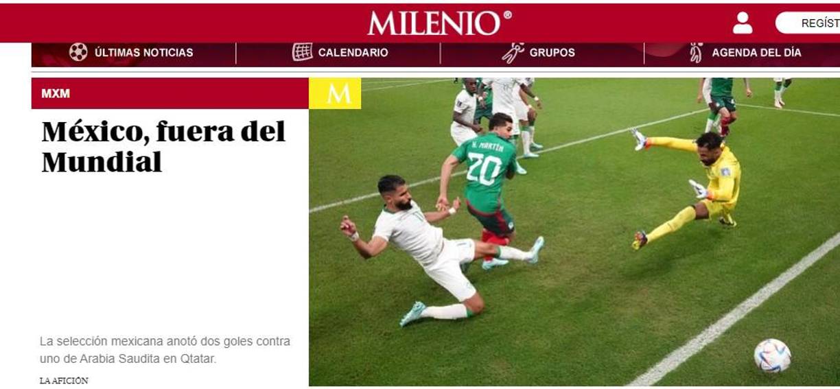 Milenio: “México fuera del Mundial”