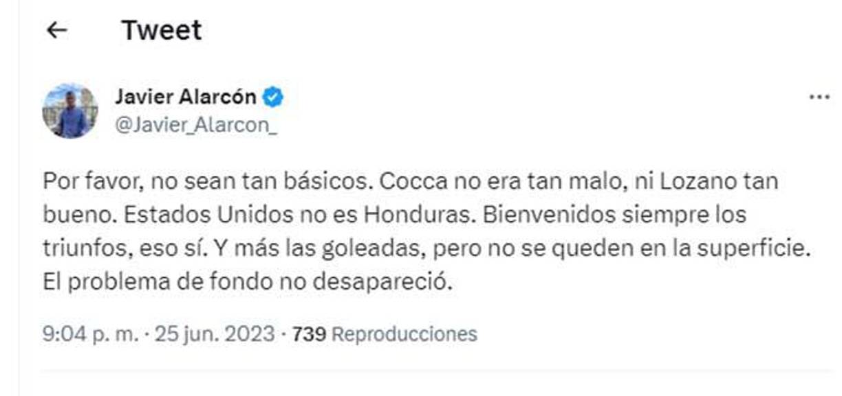 Javier Alarcón: “Por favor no sean tan básicos. Estados Unidos no es Honduras.”