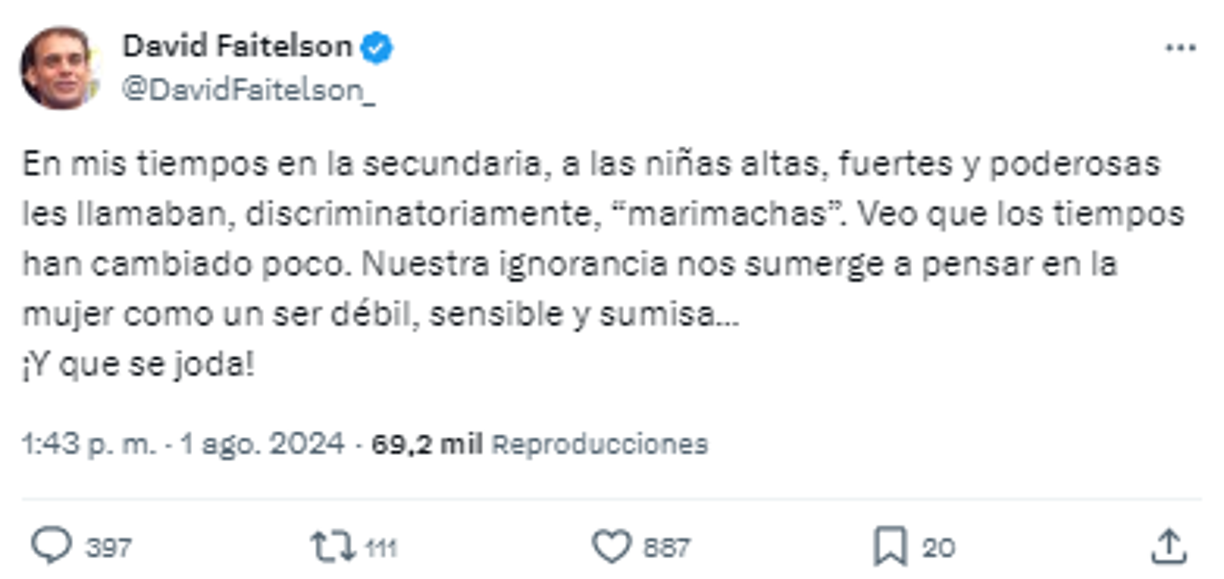Y cerró: “Nuestra ignorancia nos sumerge a pensar en la mujer como un ser débil, sensible y sumisa...”