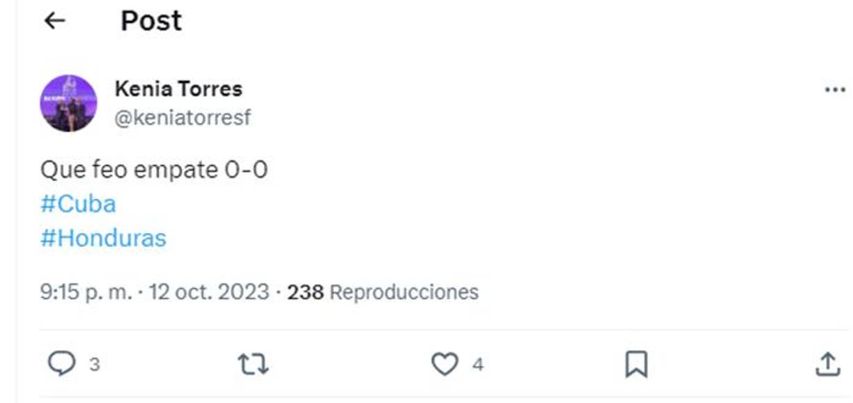 Kenia Torres: “Qué feo empate 0-0.”