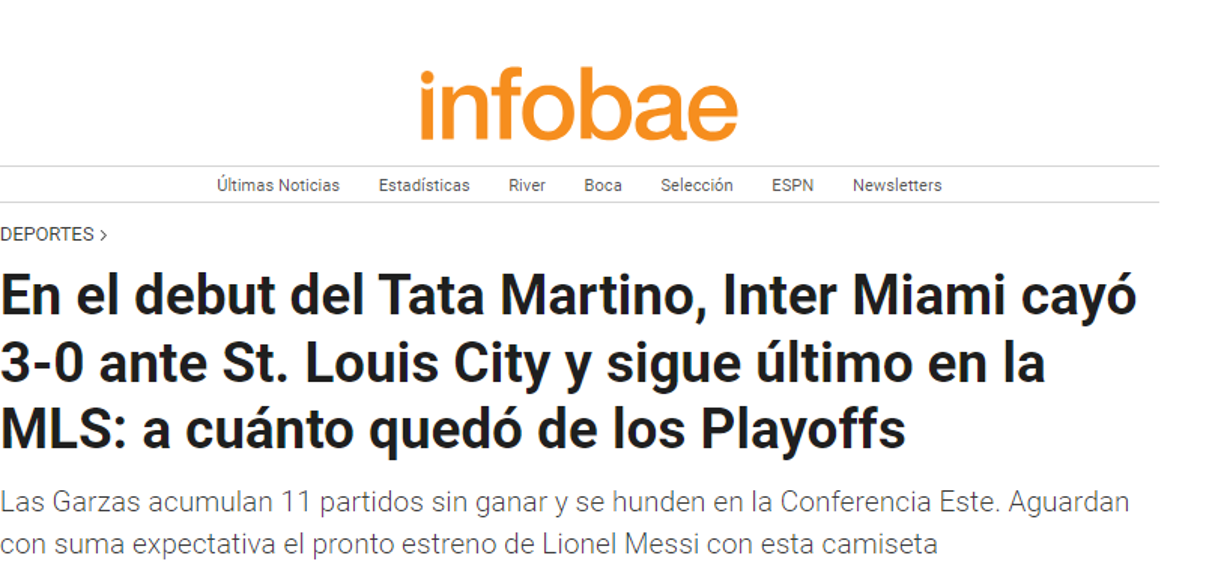 Infobae: “Las Garzas acumulan 11 partidos sin ganar y se hunden en la Conferencia Este”.