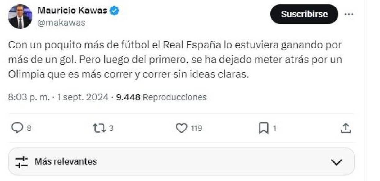 ”Olimpia es más correr y correr, sin ideas claras”, fue otro de los comentarios que hizo Mauricio Kawas.